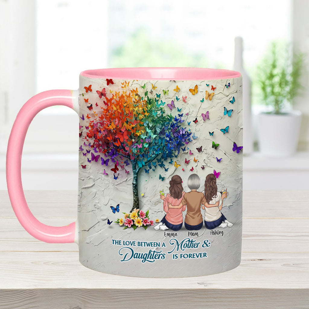 Mother And Daughter Forever Linked Together - Personalized Mother Accent Mug