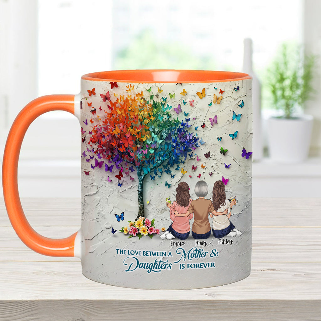 Mother And Daughter Forever Linked Together - Personalized Mother Accent Mug