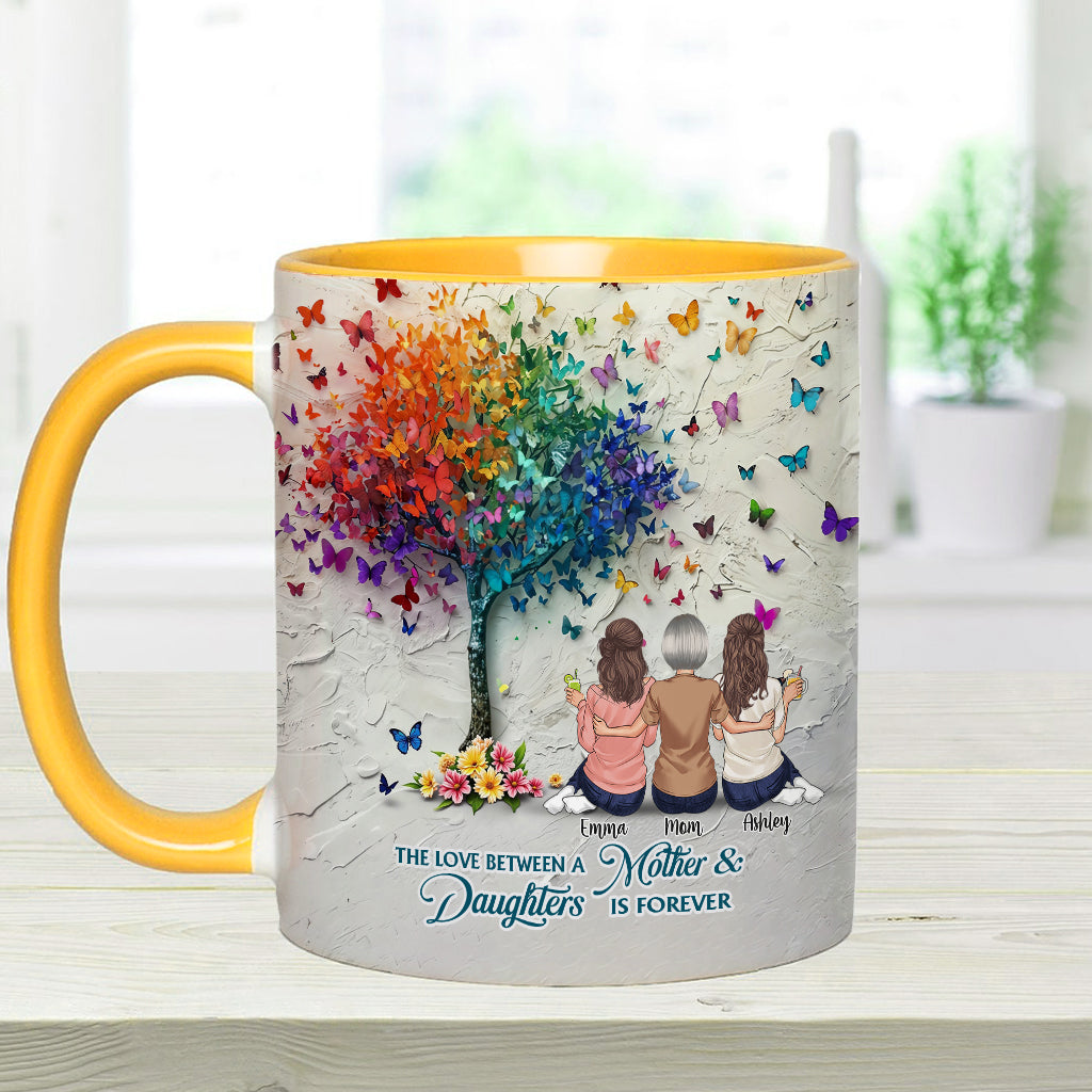 Mother And Daughter Forever Linked Together - Personalized Mother Accent Mug