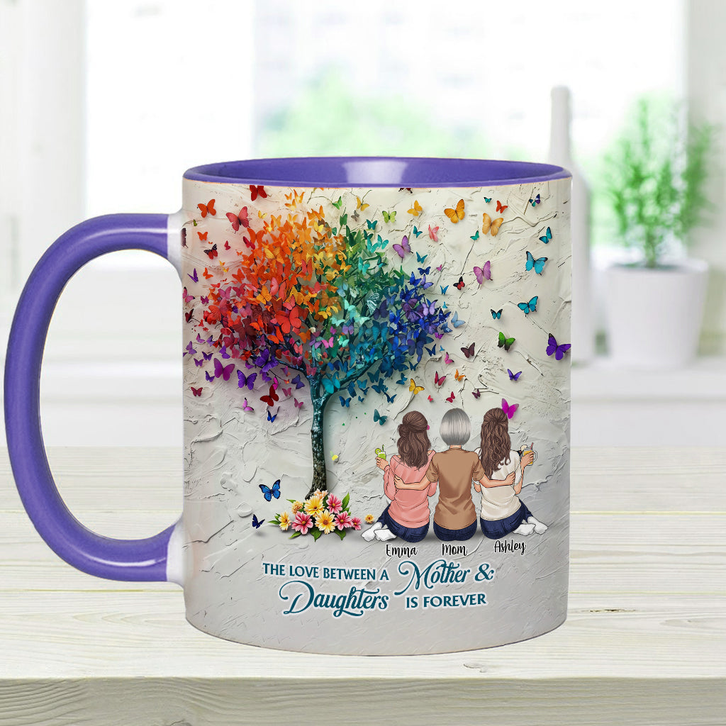 Mother And Daughter Forever Linked Together - Personalized Mother Accent Mug