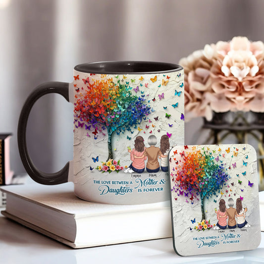Mother And Daughter Forever Linked Together - Personalized Mother Accent Mug
