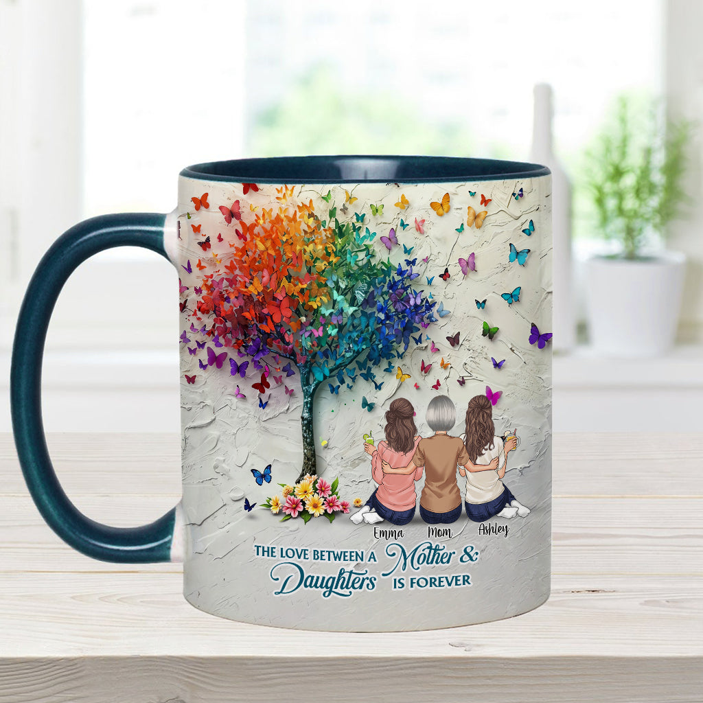 Mother And Daughter Forever Linked Together - Personalized Mother Accent Mug