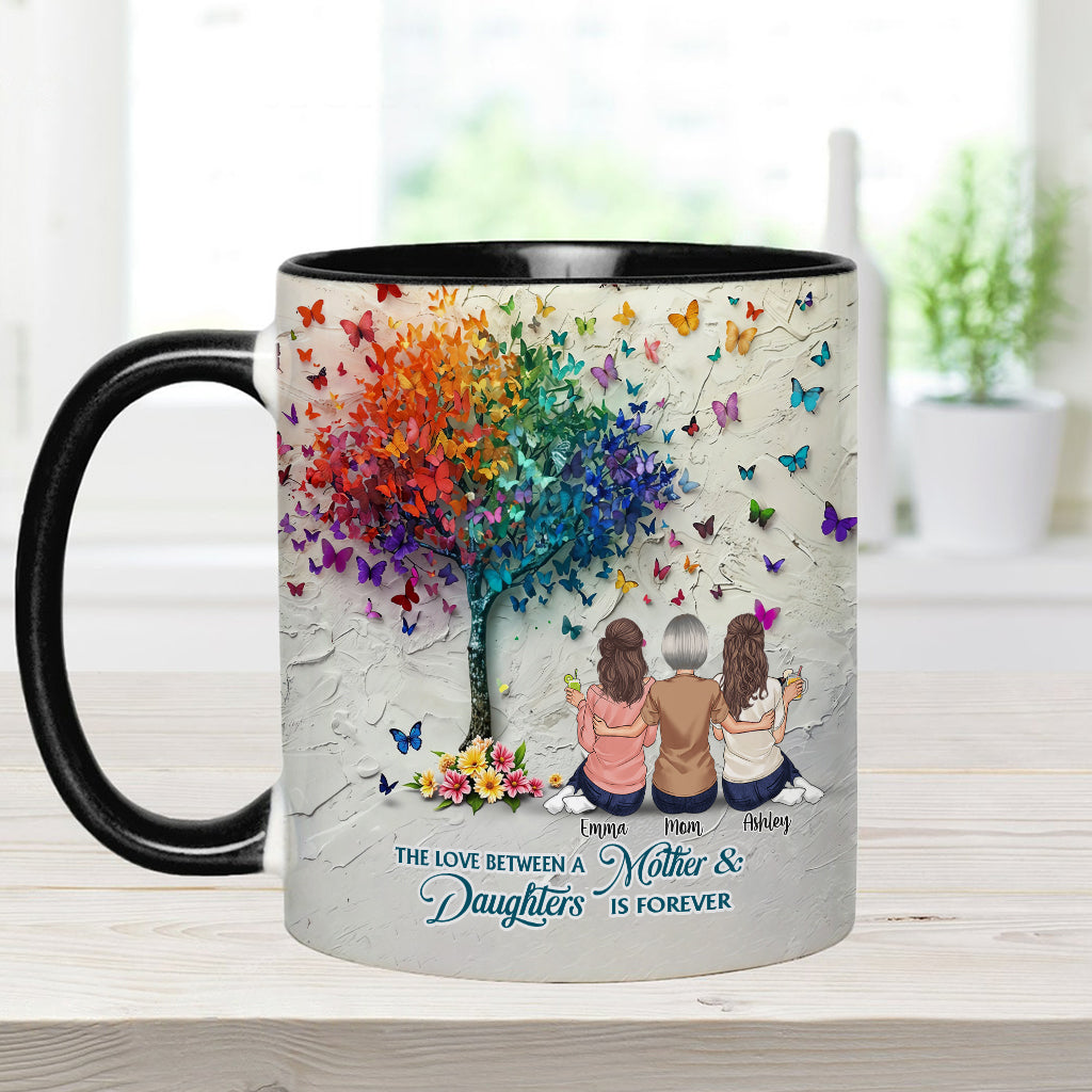 Mother And Daughter Forever Linked Together - Personalized Mother Accent Mug