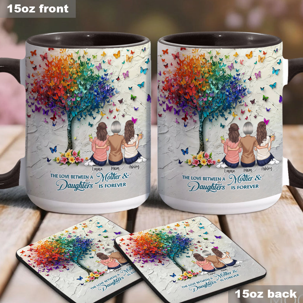 Mother And Daughter Forever Linked Together - Personalized Mother Accent Mug