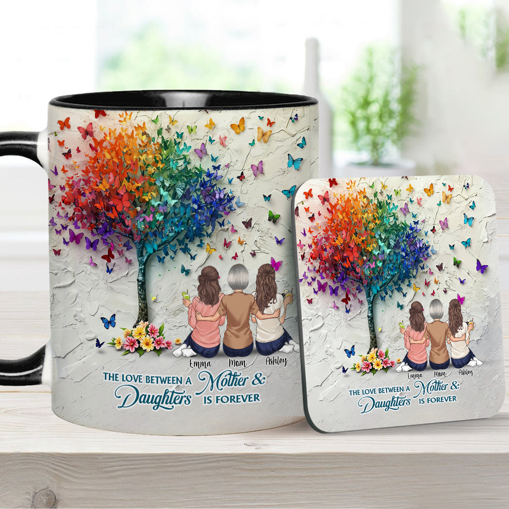 Mother And Daughter Forever Linked Together - Personalized Mother Accent Mug