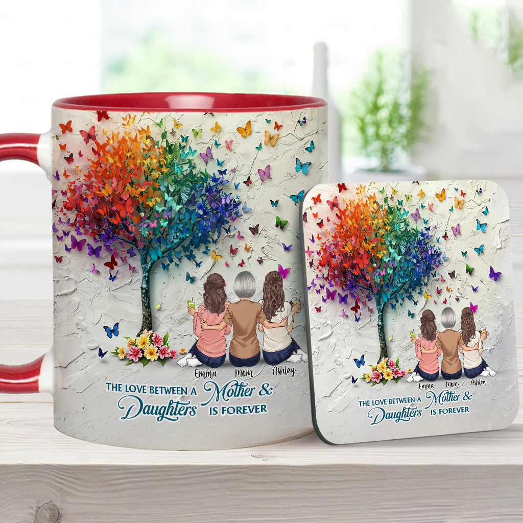 Mother And Daughter Forever Linked Together - Personalized Mother Accent Mug
