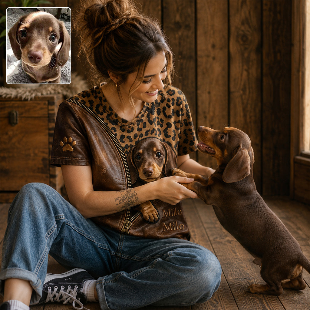 Peeking Pet - Personalized Dog Fully Printed V-Neck T-Shirt