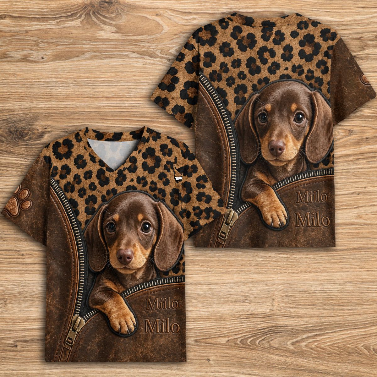 Peeking Pet - Personalized Dog Fully Printed V-Neck T-Shirt
