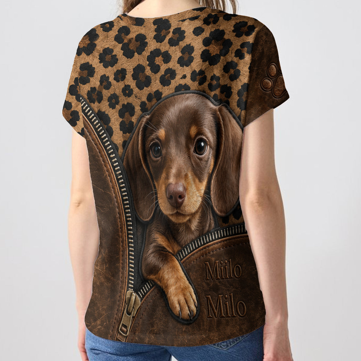 Peeking Pet - Personalized Dog Fully Printed V-Neck T-Shirt