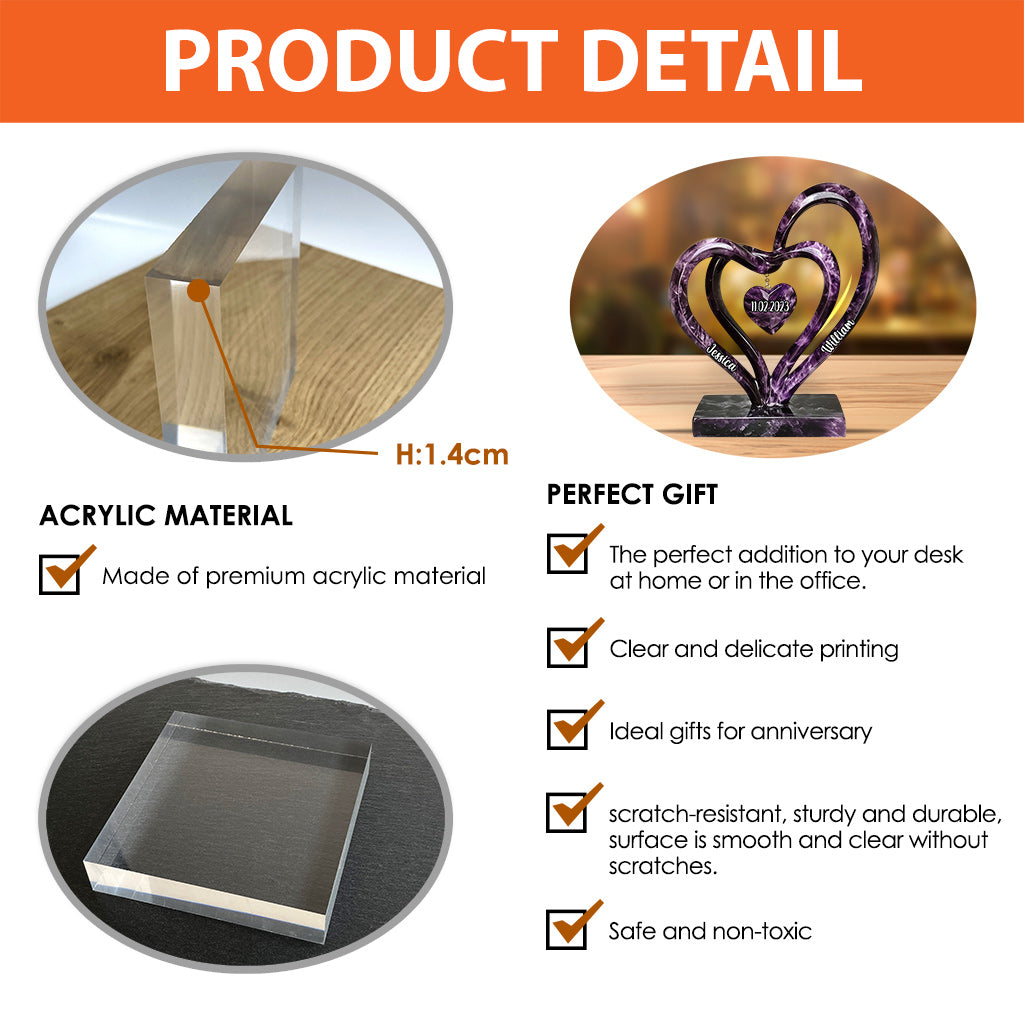 Love Forever - Personalized Couple Custom Shaped Acrylic Plaque