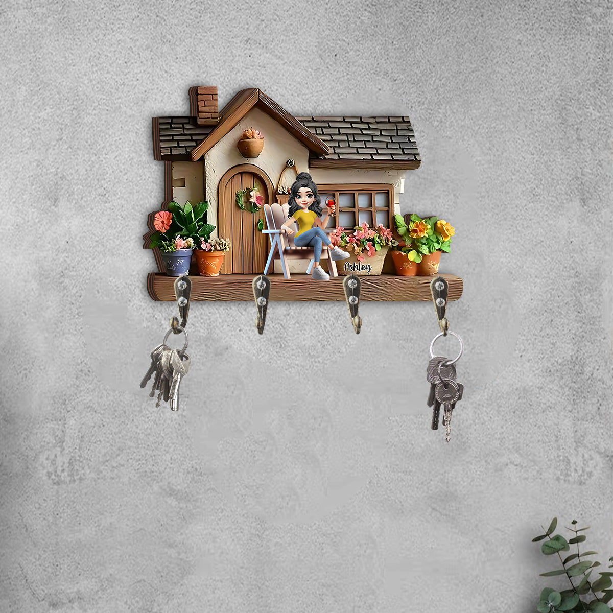 Willkommen in meinem Garten – Personalisierter, individuell geformter Schlüsselhalter für Gartenartikel