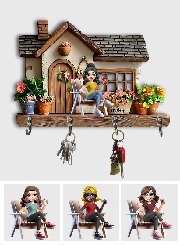 Willkommen in meinem Garten – Personalisierter, individuell geformter Schlüsselhalter für Gartenartikel