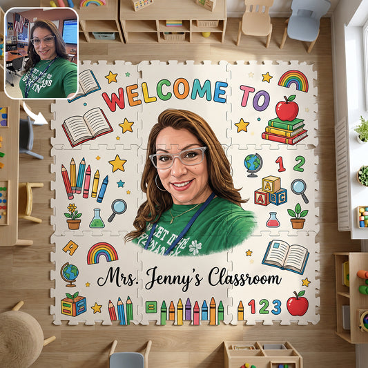 Bienvenue dans la salle de classe - Tapis puzzle en mousse personnalisé pour enseignants