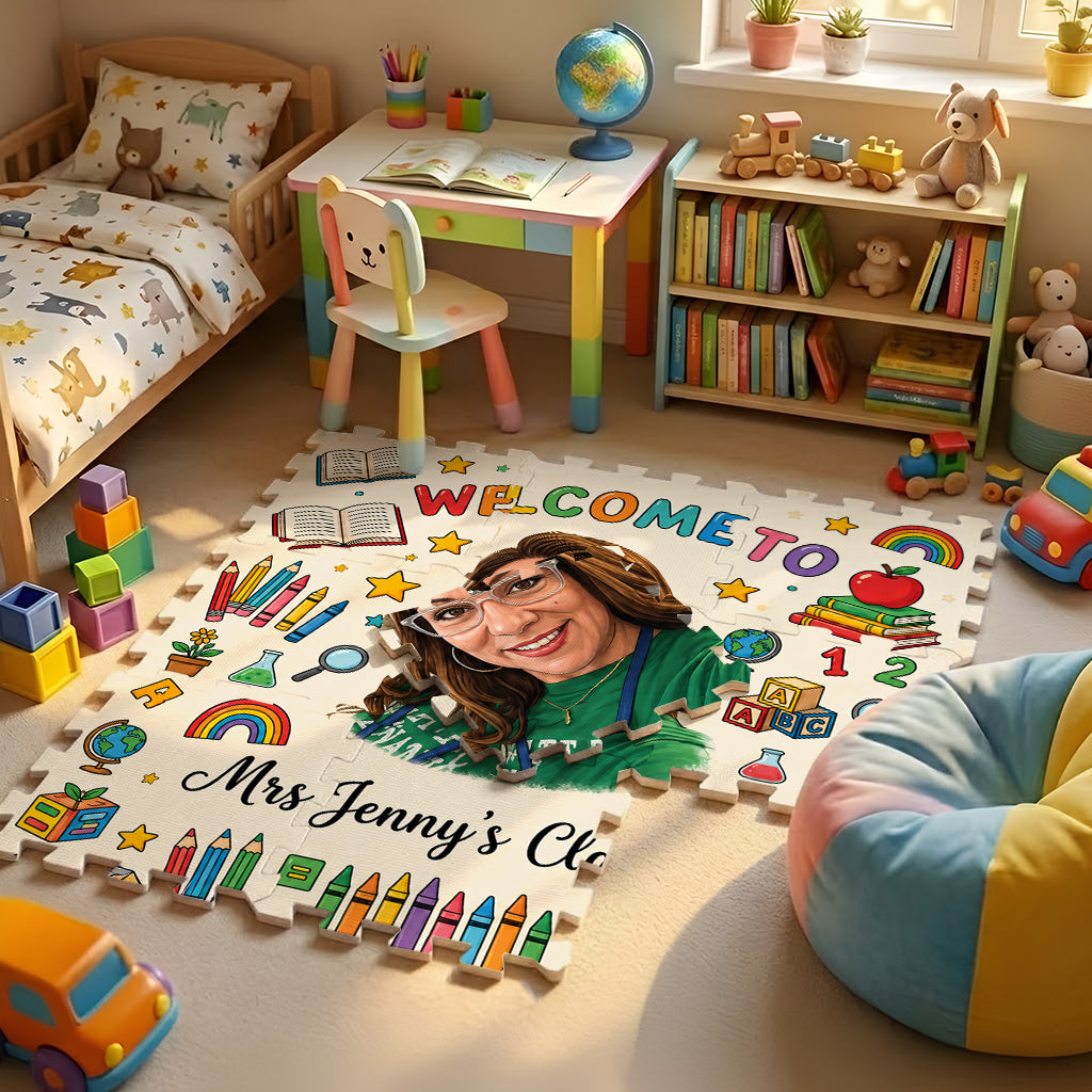 Willkommen im Klassenzimmer - Personalisierte Lehrer Schaum Puzzle Matte
