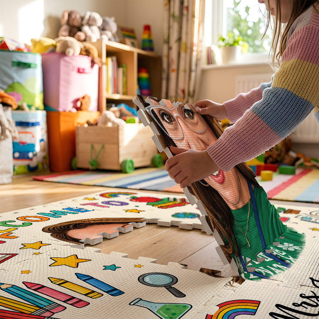 Willkommen im Klassenzimmer - Personalisierte Lehrer Schaum Puzzle Matte