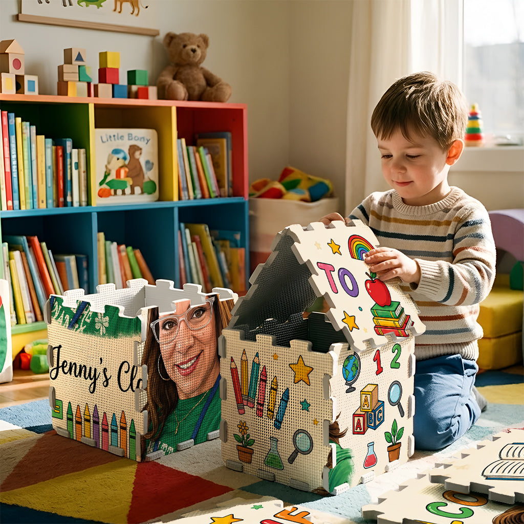Willkommen im Klassenzimmer - Personalisierte Lehrer Schaum Puzzle Matte