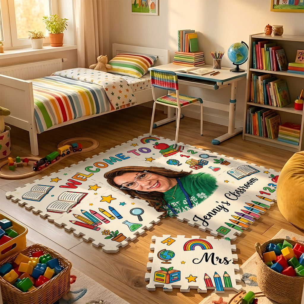 Willkommen im Klassenzimmer - Personalisierte Lehrer Schaum Puzzle Matte