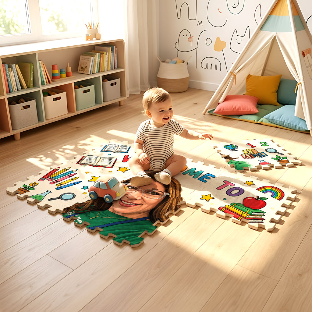 Willkommen im Klassenzimmer - Personalisierte Lehrer Schaum Puzzle Matte