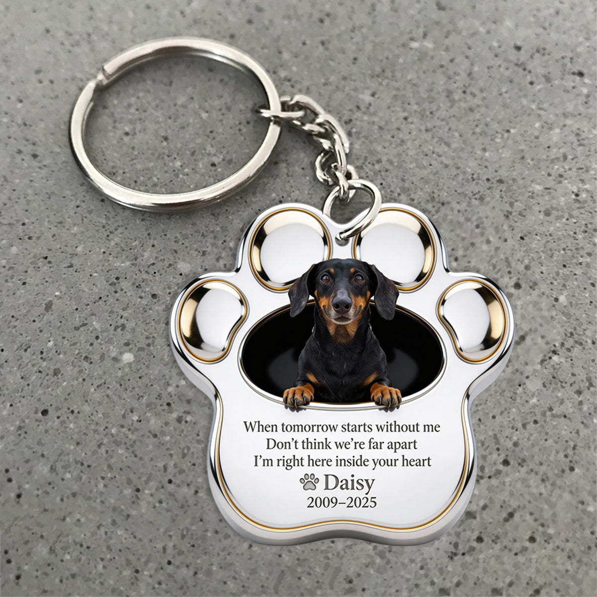 Porte-clés personnalisé Memorial Paw pour chien