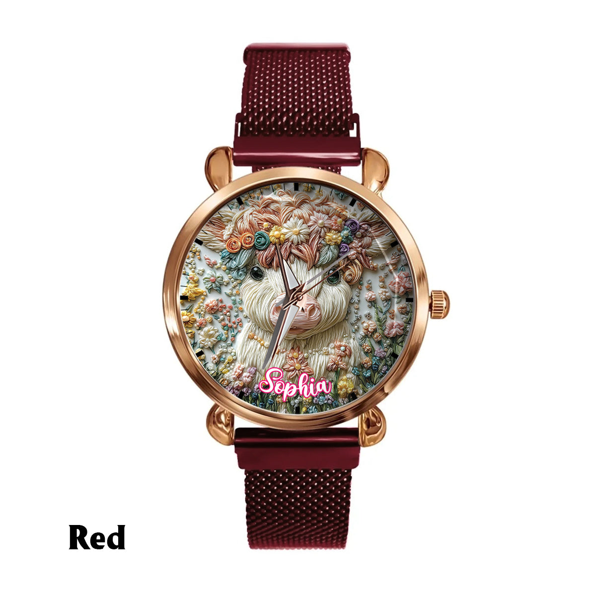 Wunderschöne Hochlandkuh - Personalisierte Hochlandkuh-Damenhanduhr 