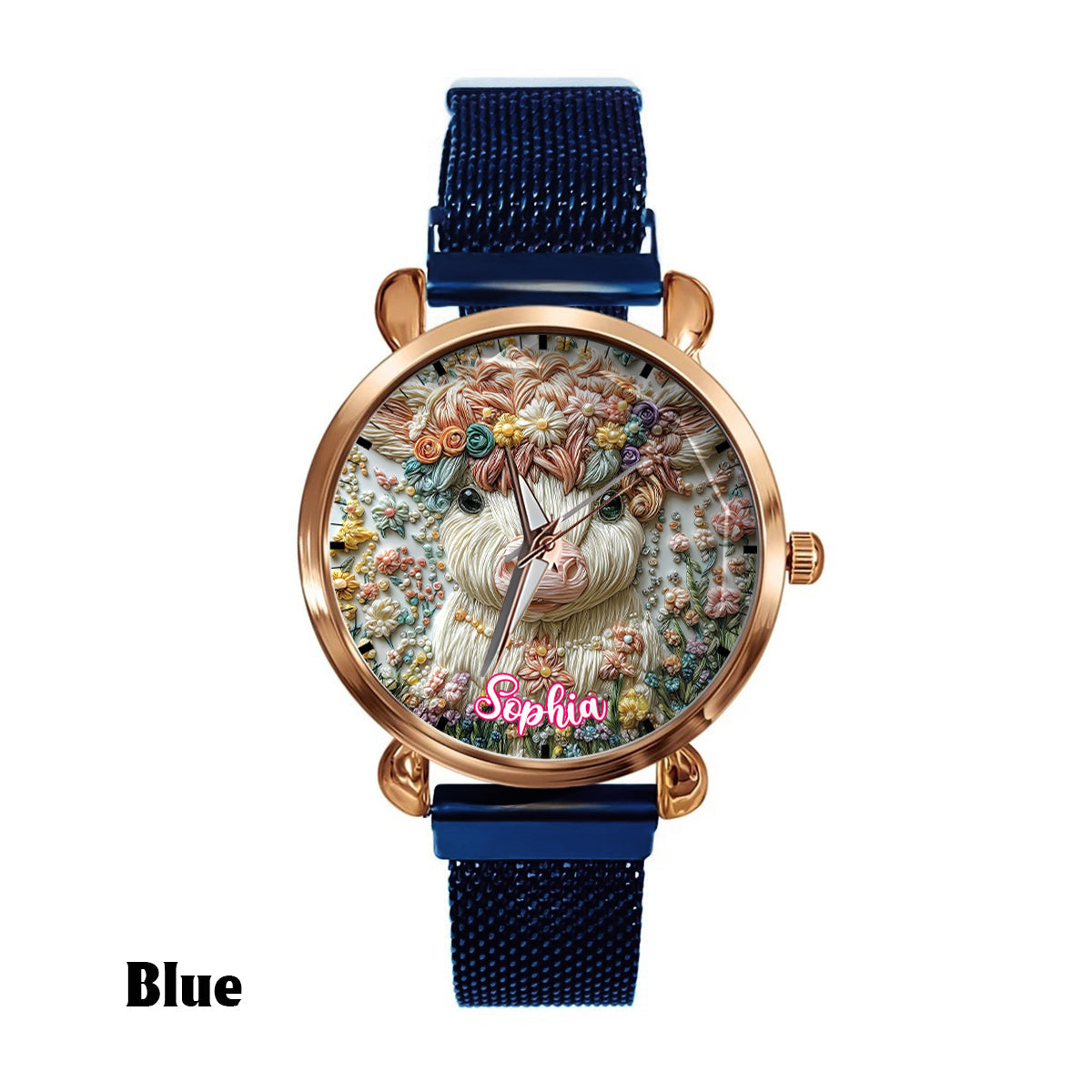 Wunderschöne Hochlandkuh - Personalisierte Hochlandkuh-Damenhanduhr 
