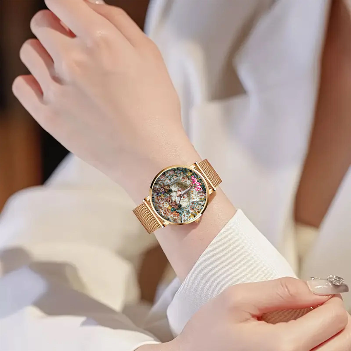 Wunderschöne Hochlandkuh - Personalisierte Hochlandkuh-Damenhanduhr 