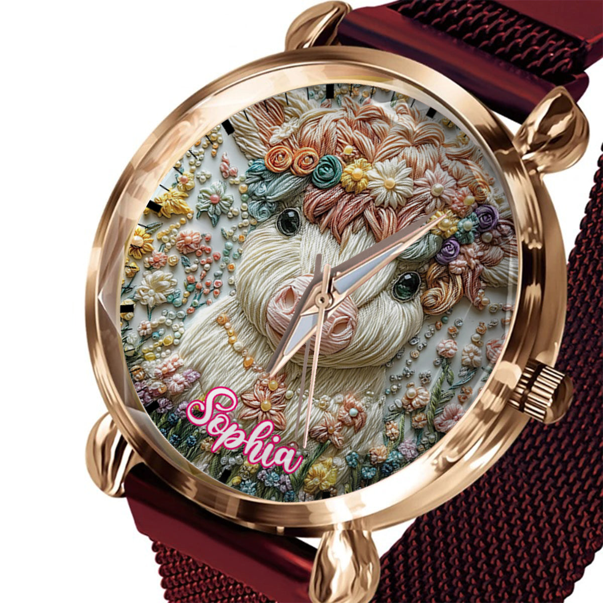 Wunderschöne Hochlandkuh - Personalisierte Hochlandkuh-Damenhanduhr 