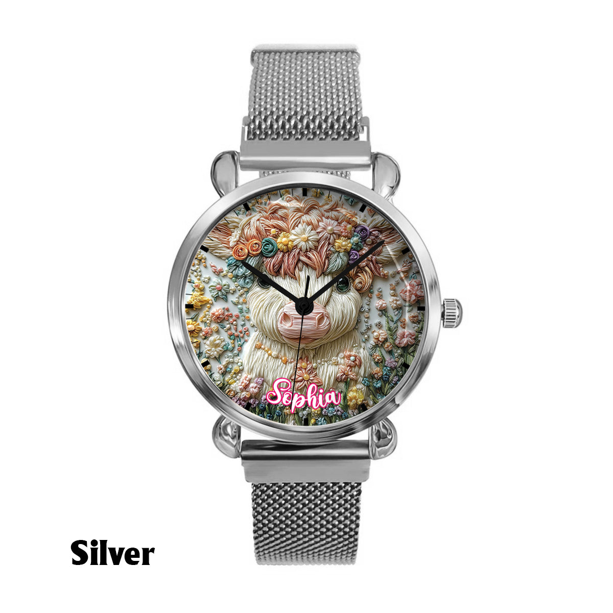 Wunderschöne Hochlandkuh - Personalisierte Hochlandkuh-Damenhanduhr 