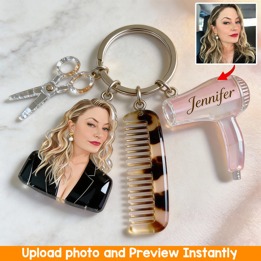 Proud Hairdresser - Personalized Hairdresser Keychain With Charms