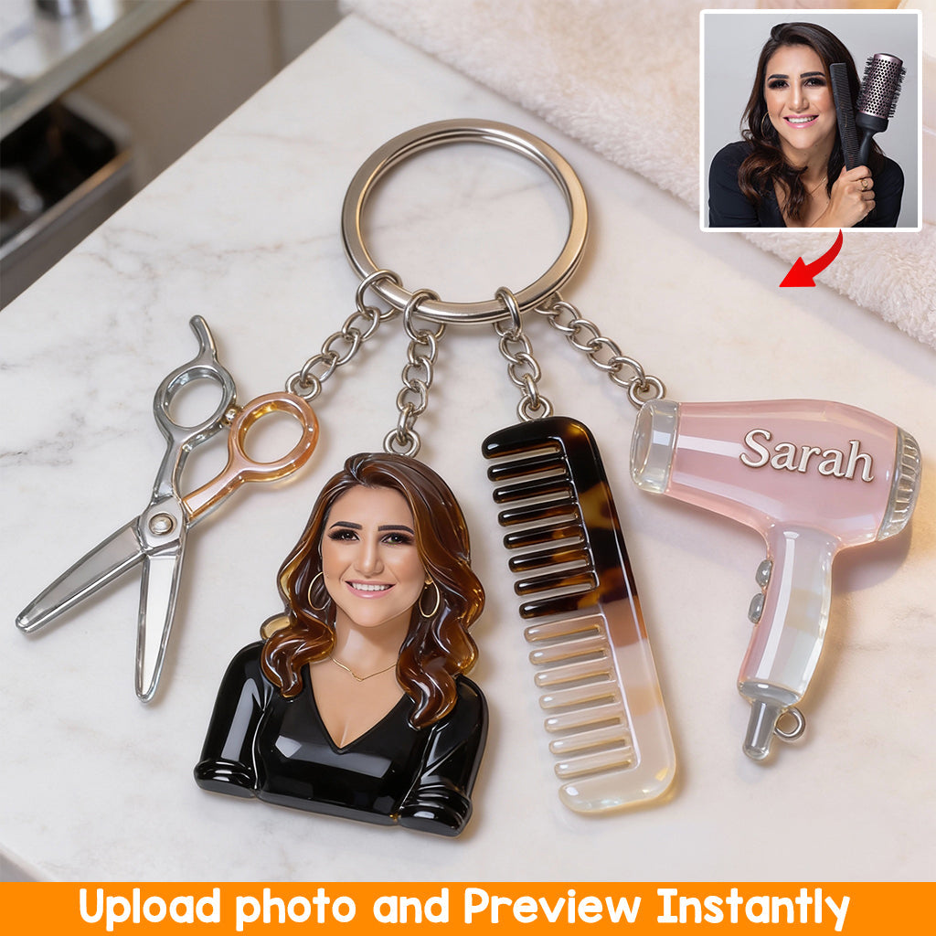 Proud Hairdresser - Personalized Hairdresser Keychain With Charms