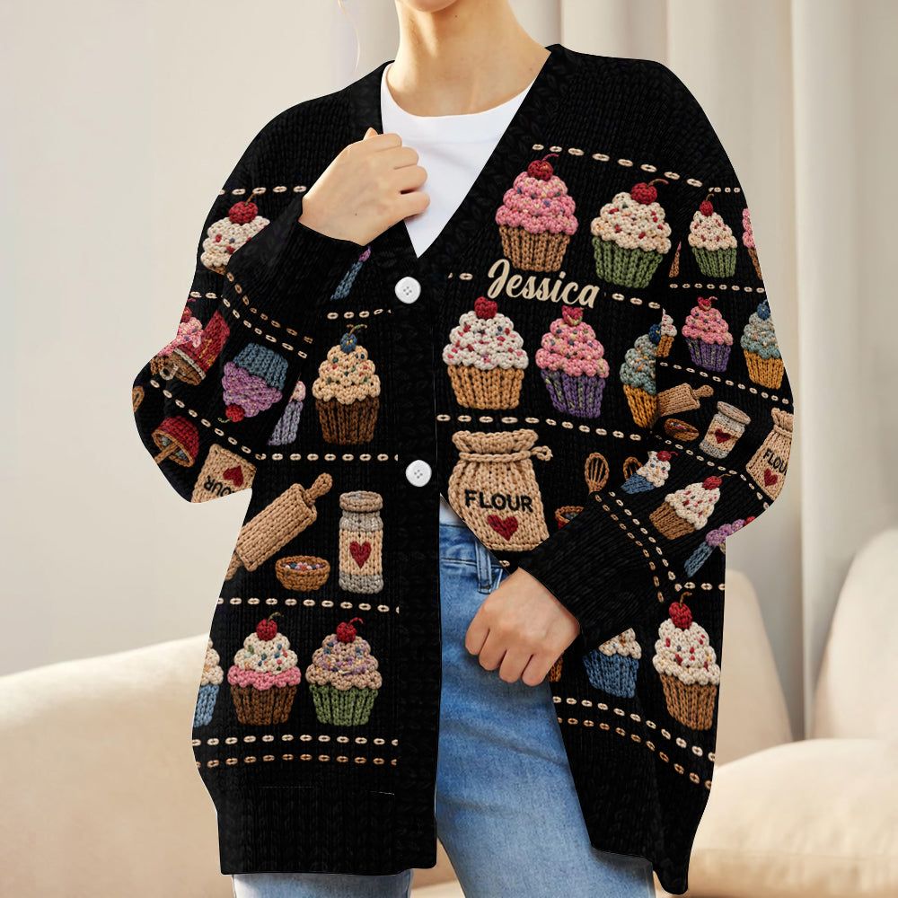 Love Baking - Personalized Baking Cardigan Sweater