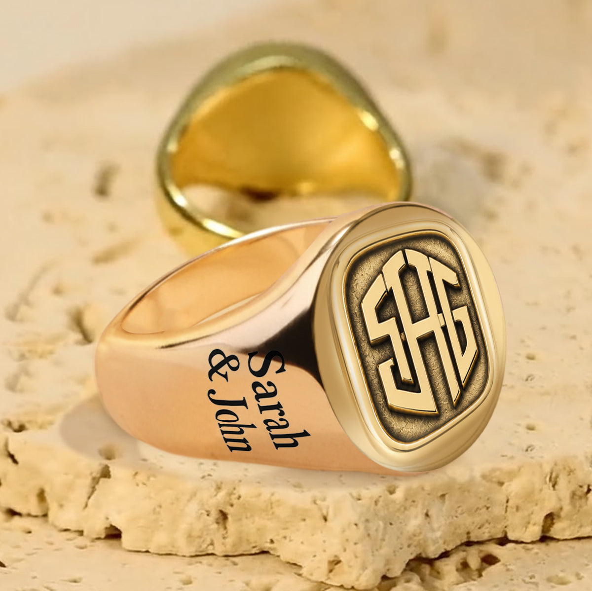 You & Me We Got This - Personalized Couple Signet Ring & Cuff Ring