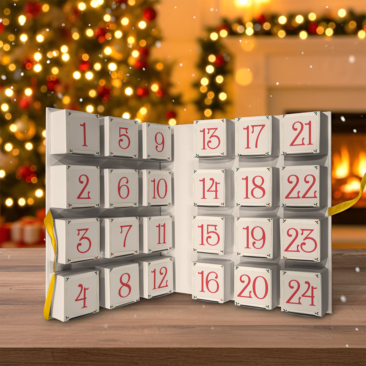 Highland Cow Christmas Couple Gift - Personalized Highland Cow Folded Advent Calendar With Ornaments