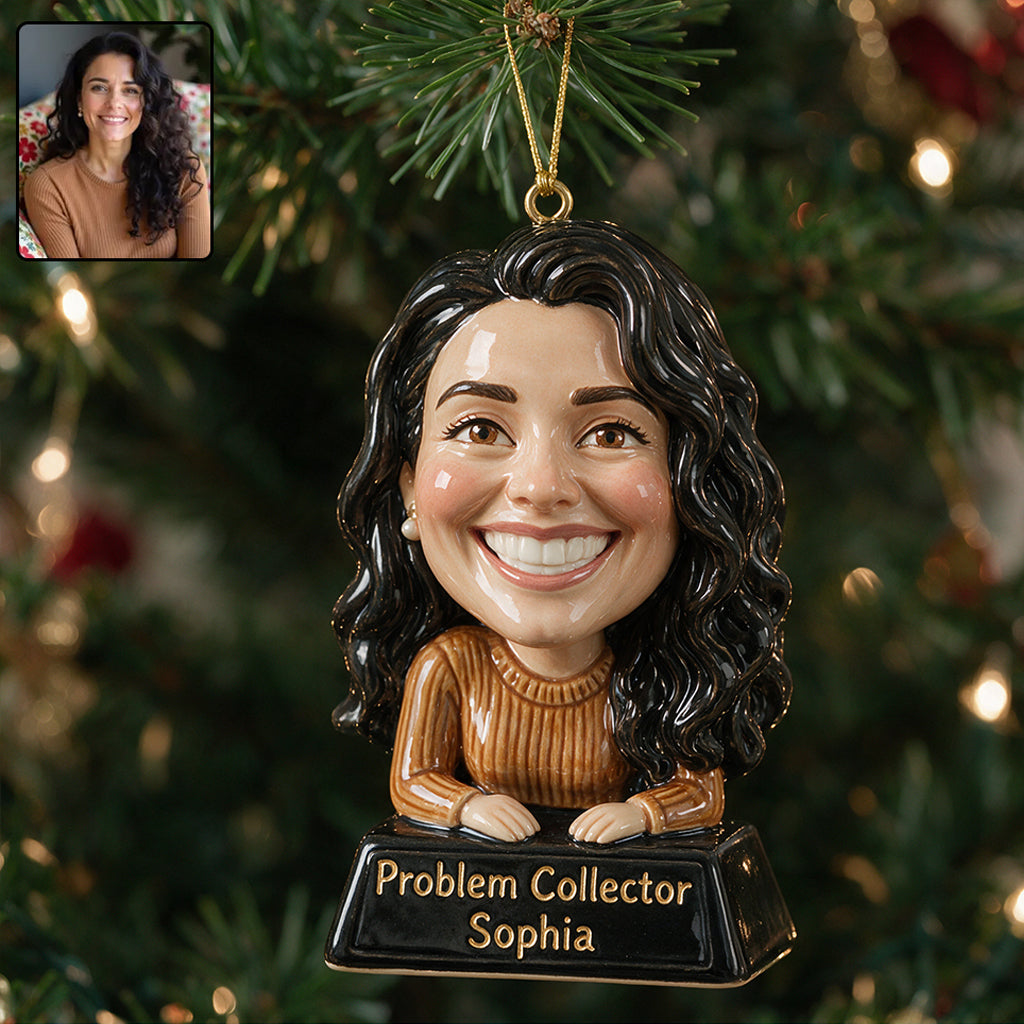 Funny Gift Cartoonish Exaggerated Mascot Caricature Style - Personalized Colleague Custom Shape Ceramic Ornament