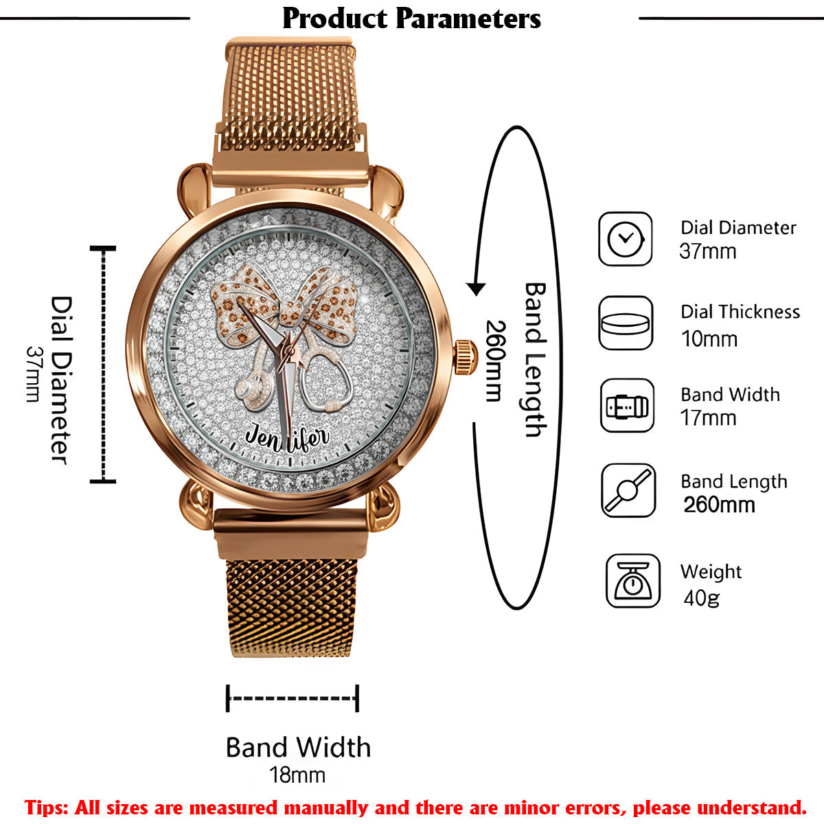 Nurse Life - Montre-bracelet personnalisée pour infirmières 