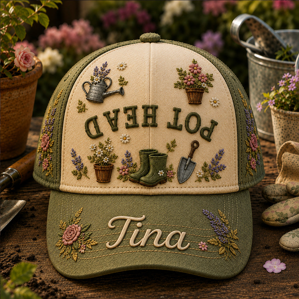 Pot Head Lustiger Umgedrehter Text - Personalisierte Gartenklassikmütze