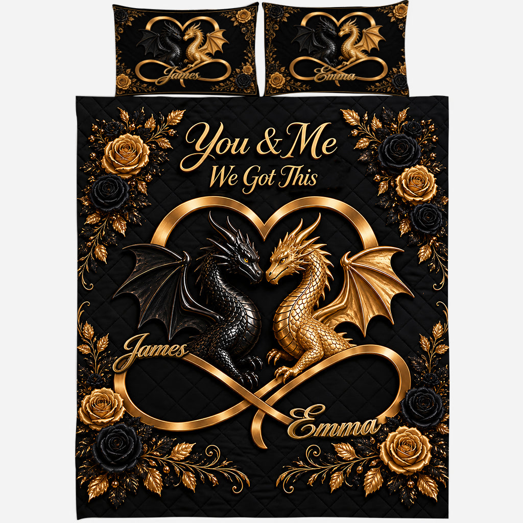 You & Me We Got This - Personalized Dragon Quilt Set