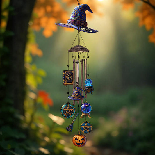 Witch Hat - Personalized Witch Wind Chime With Charms