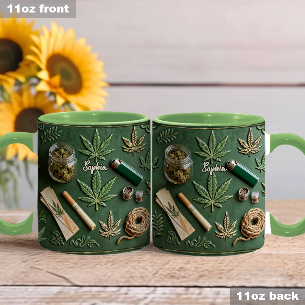 Green Magic Leaf - Personalized Weed Accent Mug