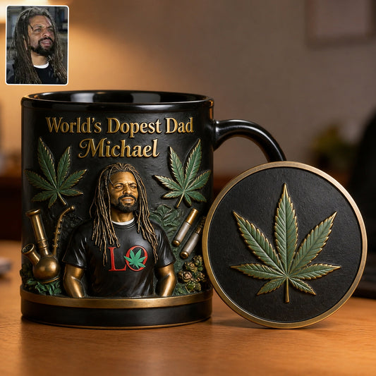 Le Meilleur Papa du Monde - Mug Accent Personnalisé & Sous-Verre