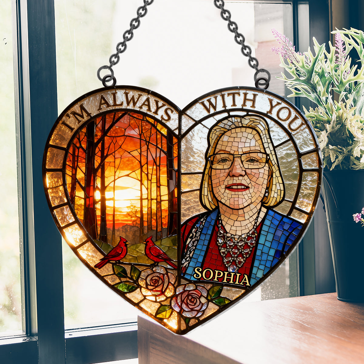 I'm Always With You - Personalized Memorial Window Hanging Suncatcher Ornament