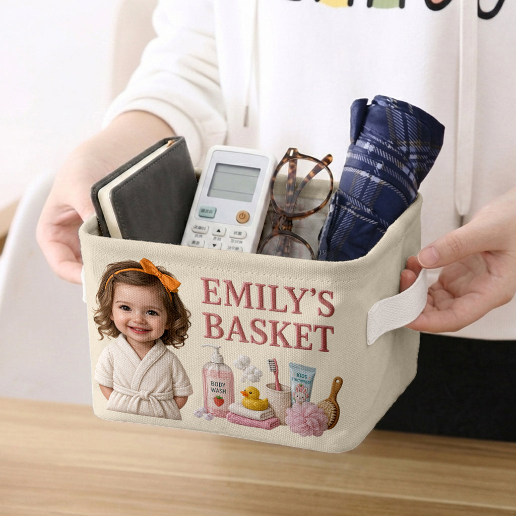 Bathroom Storage Basket - Personalized Kid Rectangle Storage Basket
