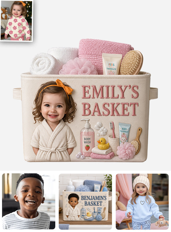 Bathroom Storage Basket - Personalized Kid Rectangle Storage Basket