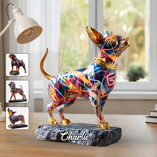 Sculpture de chien vibrante - Plaque acrylique personnalisée en forme de chien