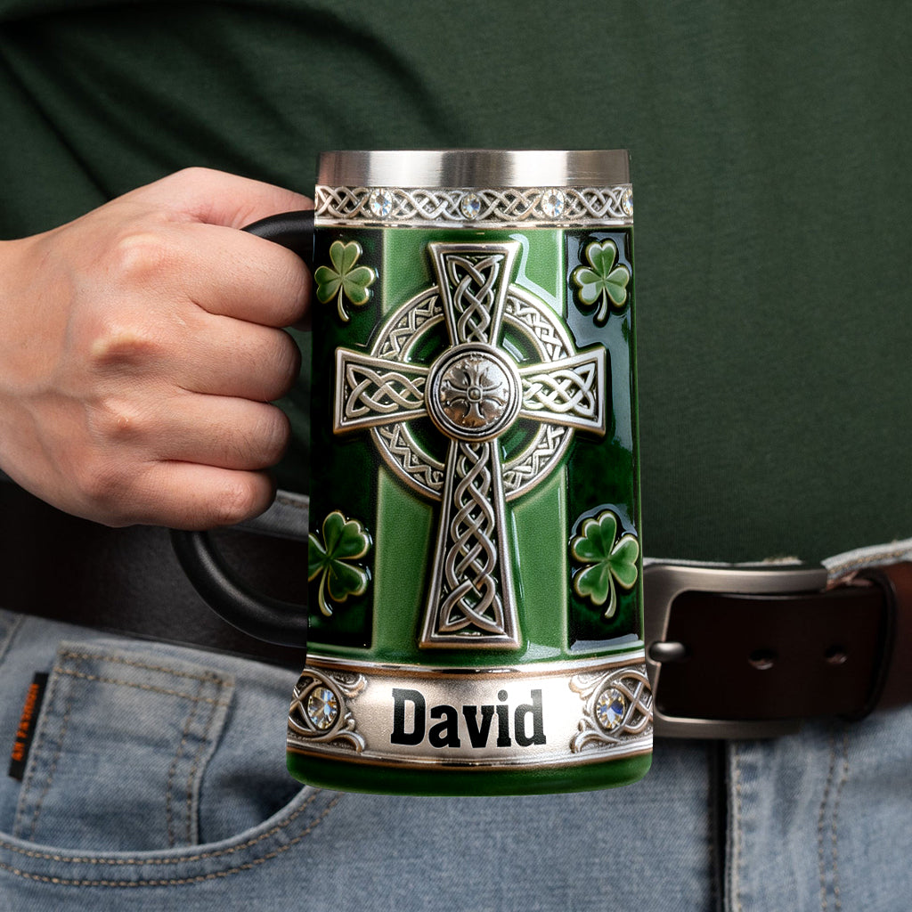 Croix celtique - Chope à bière irlandaise personnalisée