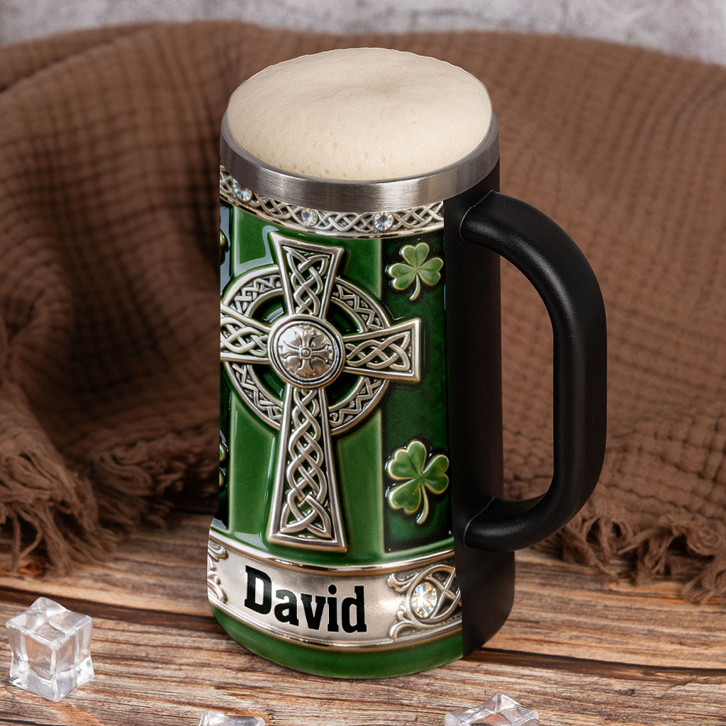 Croix celtique - Chope à bière irlandaise personnalisée