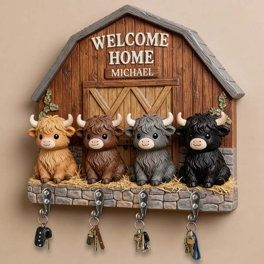 Adorables petites vaches - Porte-bagages suspendu personnalisé en forme de vache des Highlands
