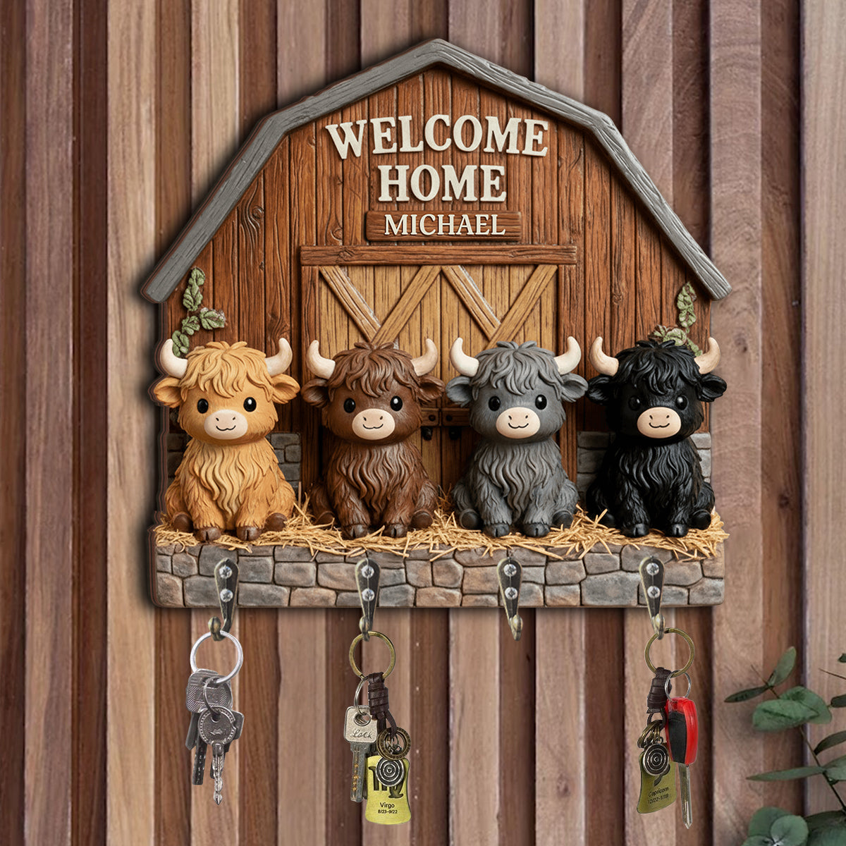 Adorables petites vaches - Porte-bagages suspendu personnalisé en forme de vache des Highlands