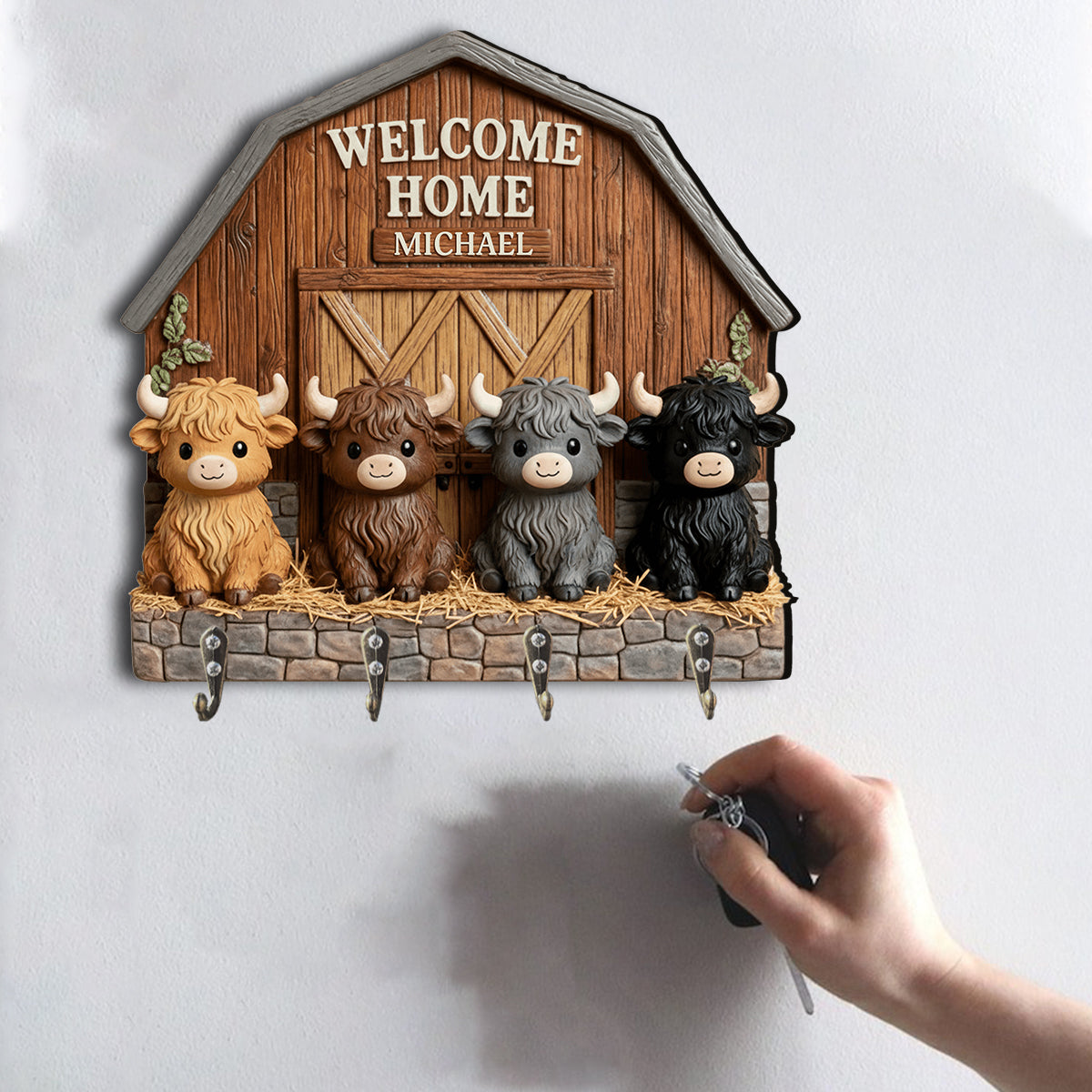 Adorables petites vaches - Porte-bagages suspendu personnalisé en forme de vache des Highlands