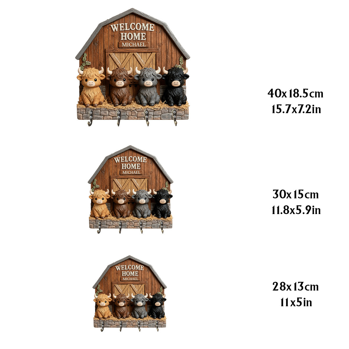 Adorables petites vaches - Porte-bagages suspendu personnalisé en forme de vache des Highlands